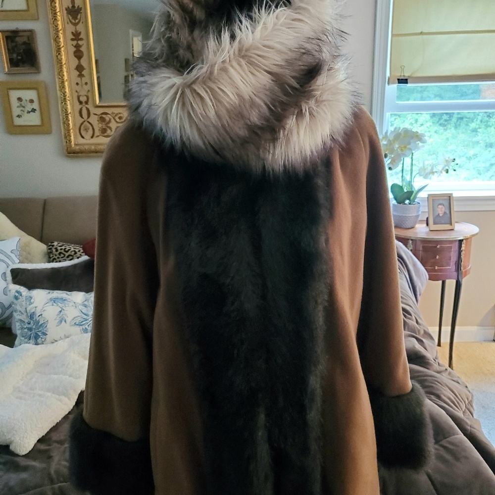 🔥 Vintage Alorna Faux Fur Collar/Cuff Coat - Picture 2 of 16
